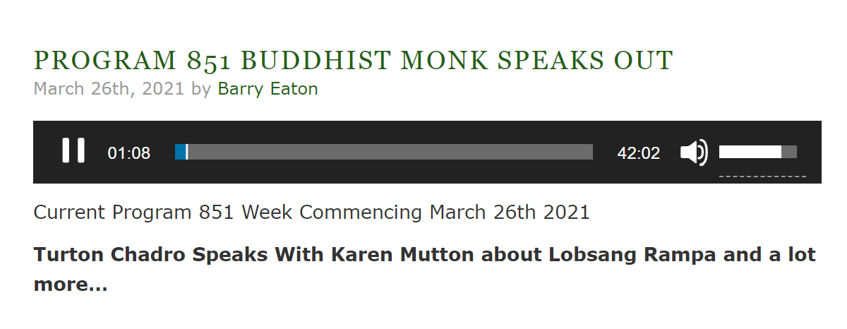 This is the podcast you need to find - Program 851 'BUDDHIST MONK SPEAKS OUT'